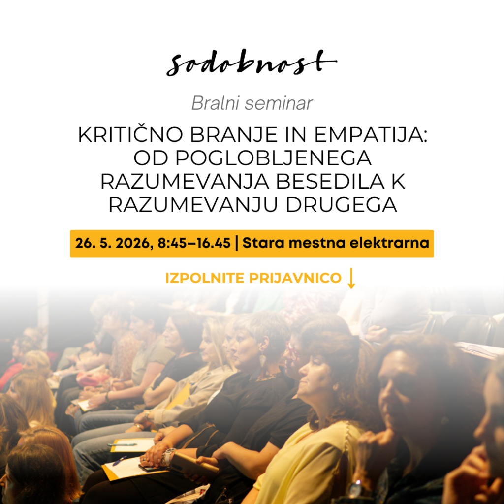 Bralni seminar: Kritično branje in empatija: Od poglobljenega razumevanja besedila k razumevanju Drugega